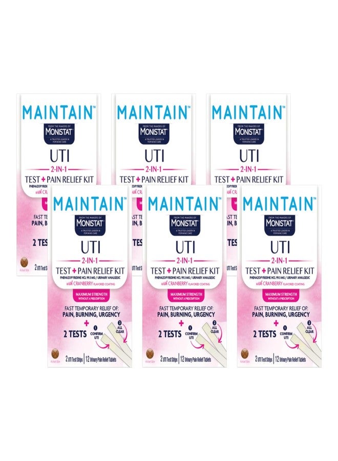 مونيستات مونستات، مجموعة الصيانة، 2 في 1 شريطا اختبار و12 قرصًا لتسكين الألم (عبوة من 6 أقراص) - Image 1